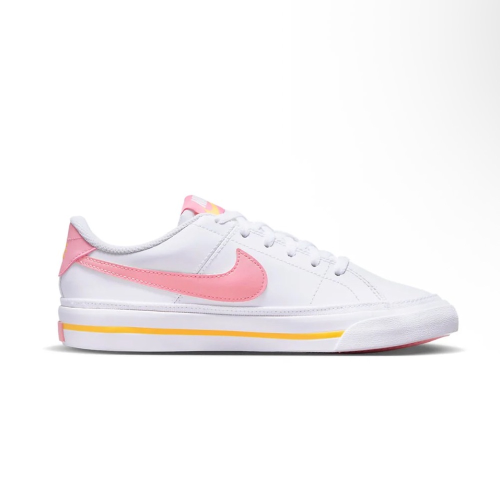 Nike Court Legacy “White, Coral,Chalk” Sneakers in White, Pink & Yellow